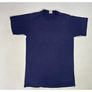 VINTAGE Fruit Of The Loom Blank T-shirt Men Small Blue 90s Single Stitch